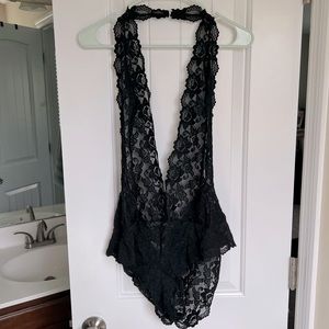 Fredericks of Hollywood Black Lace One Piece Teddy lingerie